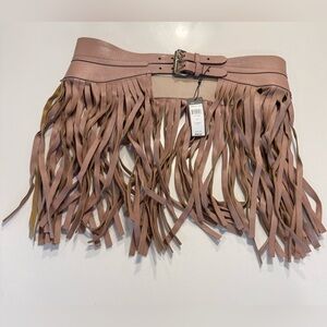 BCBG Bare Blush Pink Fringe Double Buckle Belt Size L